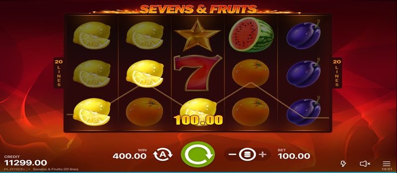 Jackpot de sietes y frutas